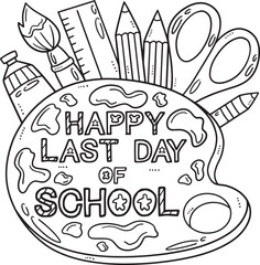 Happy Last Day of School Isolated Coloring Page 