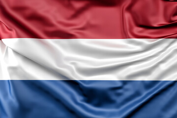 Ruffled Flag of Netherlands. 3D Rendering