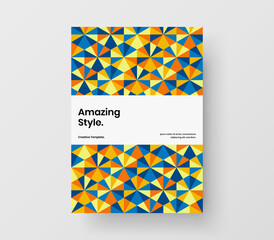 Isolated geometric hexagons company identity concept. Multicolored pamphlet A4 design vector illustration.