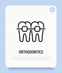 Orthodontics thin line icon. Braces, tooth correction. Dentistry. Vector illustration.