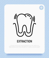 Tooth extraction thin line icon. Dental surgery. Dentistry. Vector illustration.