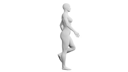 Beautiful athletic young woman posing isolated on black - 3d illustration, rendering. Side view