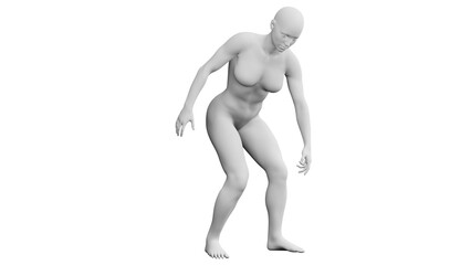 Beautiful athletic young woman posing isolated on black - 3d illustration, rendering. Front view