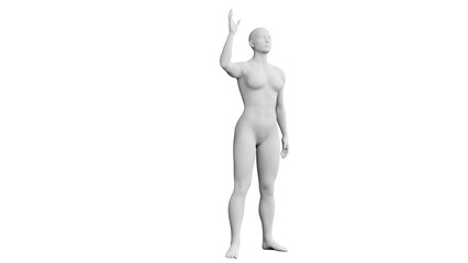 Beautiful athletic young woman posing isolated on black - 3d illustration, rendering. Side view