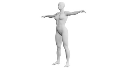 Beautiful athletic young woman posing isolated on black - 3d illustration, rendering. Side view