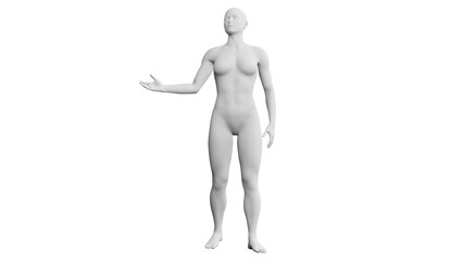 Beautiful athletic young woman posing isolated on black - 3d illustration, rendering. Front view