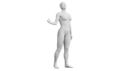 Beautiful athletic young woman posing isolated on black - 3d illustration, rendering. Side view