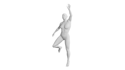 Beautiful athletic young woman posing isolated on black - 3d illustration, rendering. Front view