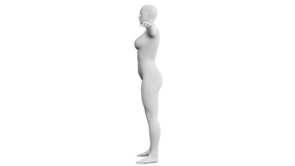 Beautiful athletic young woman posing isolated on black - 3d illustration, rendering. Side view