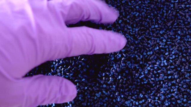 Blue raw plastic granules for industry