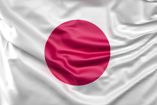 Ruffled Flag of Japan. 3D Rendering