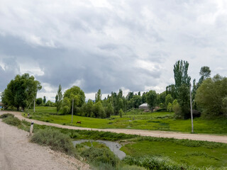 A village atmosphere before the rain.