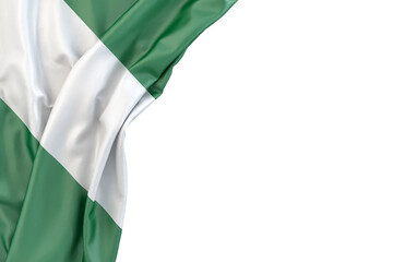 Flag of Nigeria in the corner on white background. 3D rendering. Isolated - obrazy, fototapety, plakaty