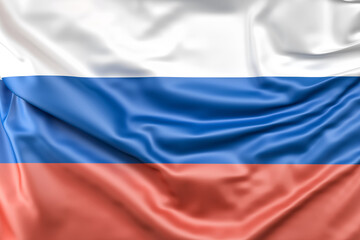 Ruffled Flag of Russia. 3D Rendering