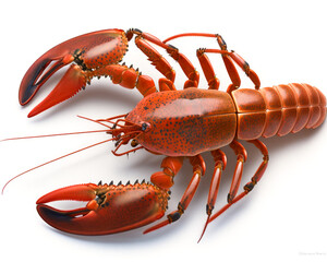 Large lobster is shown on white background. Generative AI.
