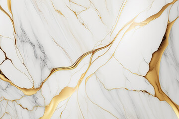 Abstract marble white and gold background. Wedding invitation backdrop. Ai generated