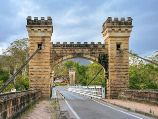 Hampden Bridge, Kangaroo Valley, NSW, Southern Highlands, Australia. Hampden Bridge is an historic...