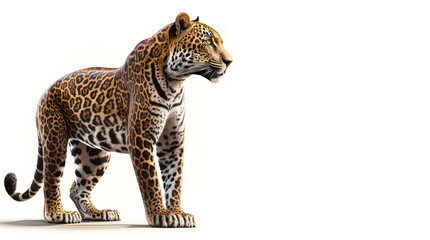 Image of jaguar on white background. Generative AI. - obrazy, fototapety, plakaty