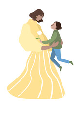 Motherhood, mother and her child, happy family, Mother’s Day, gift card 