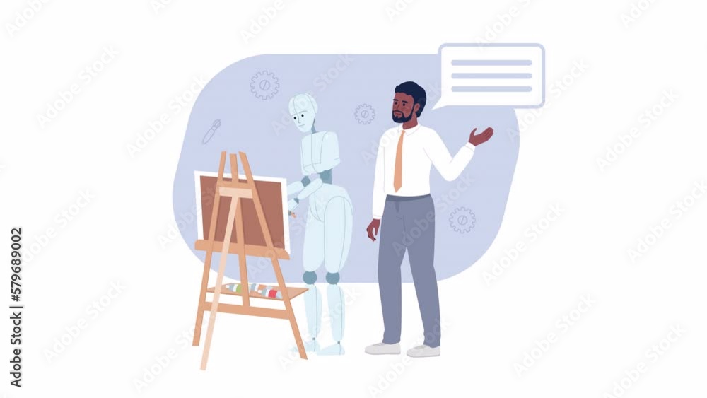 Poster animated ai text-to-image generator. machine learning software for designing. 2d cartoon flat charac