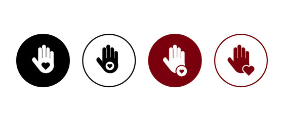 volunteer icon vector illustration. palm with love concept. Flat style - stock vector.