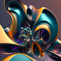 Indulging in a World of Creamy Colors: An Eye-Catching 3D Illustration of Dynamic Shapes with a Luscious Texture created with Generative AI technology