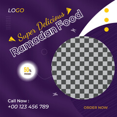 Vector ramadan special offer restaurant food menu business marketing social media post or web banner template design with abstract background, logo and icon. 