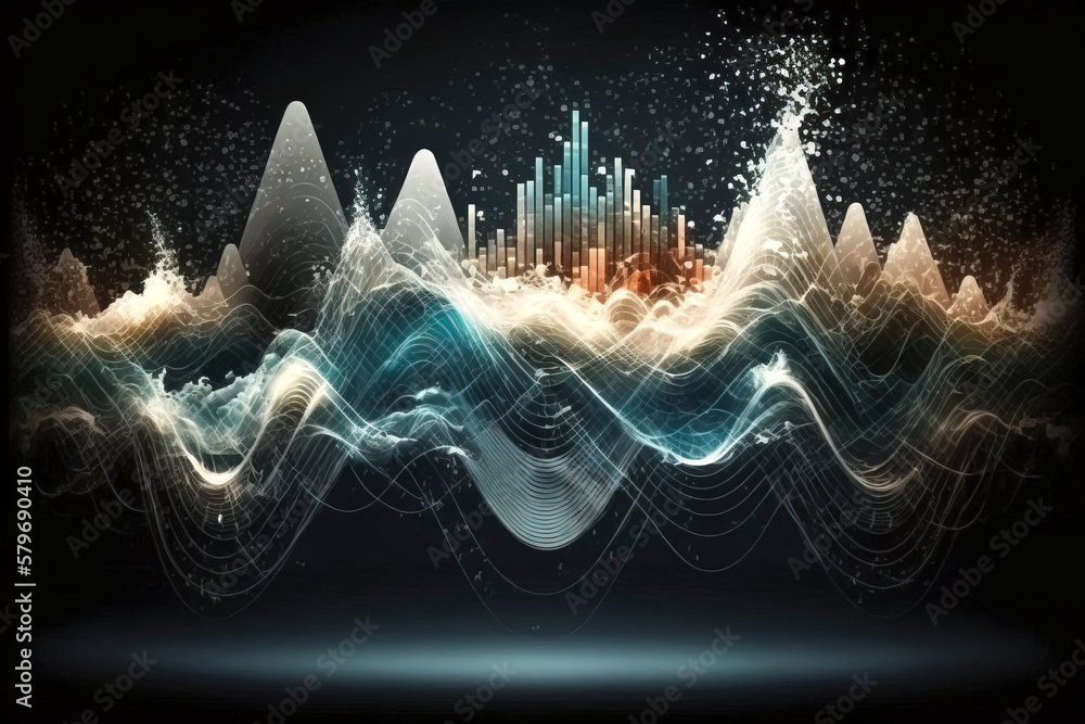 Wall mural capturing the essence of sound: a mesmerizing illustration of sound waves in motion, unveiling the b