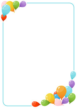 frame with decoration of party balloons in vertical format to include in documents or posters