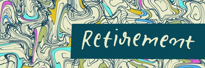 Retirement Thin Lines Colorful Horizontal Text 