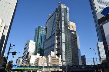 Obraz premium Shiodome, which is one of business district of Tokyo, Japan