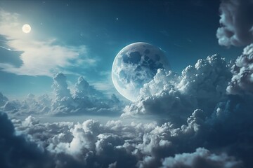 Naklejka na ściany i meble Moon and clouds AI genereted