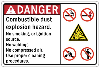 Explosive material and combustible dust hazard sign and labels - obrazy, fototapety, plakaty