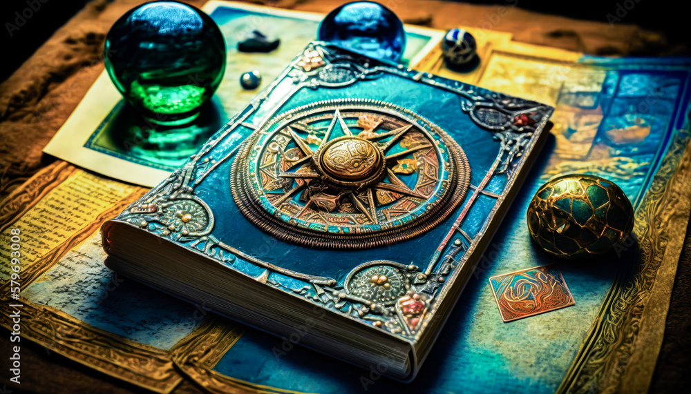 Poster book with an image of compass on it. generative ai.