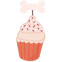 Cake for dog birthday party with decorated bones. Delicious dessert for pets party celebration. Sweet treat for dogs.