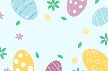 Card with easter eggs and flowers