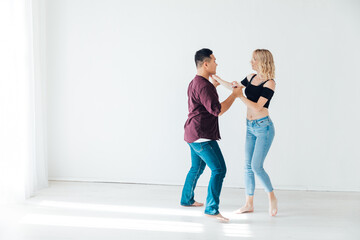 dance partners in the studio bachata hall kizomba salsa
