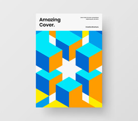Fresh geometric hexagons handbill illustration. Unique brochure A4 design vector template.