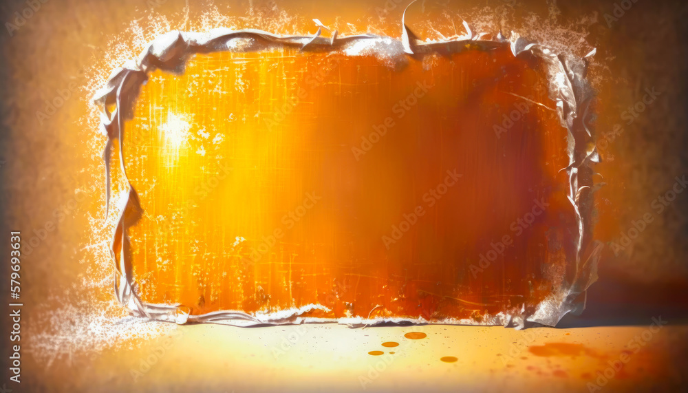 Poster an orange square with hole in it. generative ai.