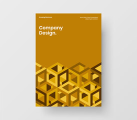 Modern mosaic tiles corporate brochure layout. Colorful front page A4 vector design illustration.