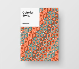 Original postcard design vector concept. Amazing mosaic pattern corporate cover layout.