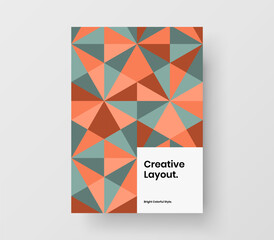 Vivid booklet A4 vector design concept. Amazing geometric shapes book cover illustration.