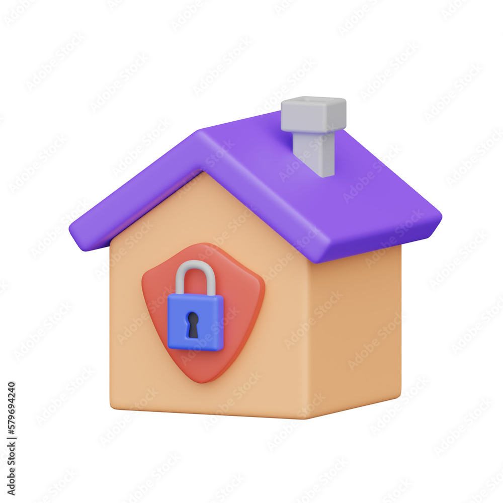Poster home security 3d realistic object design vector icon illustration.