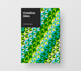 Isolated catalog cover vector design template. Vivid mosaic shapes front page layout.