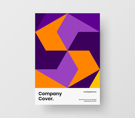 Fresh geometric hexagons handbill layout. Colorful journal cover A4 design vector illustration.