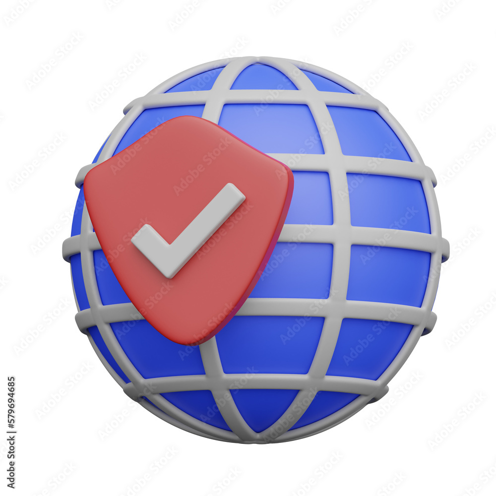 Poster website protection 3d realistic object design vector icon illustration.