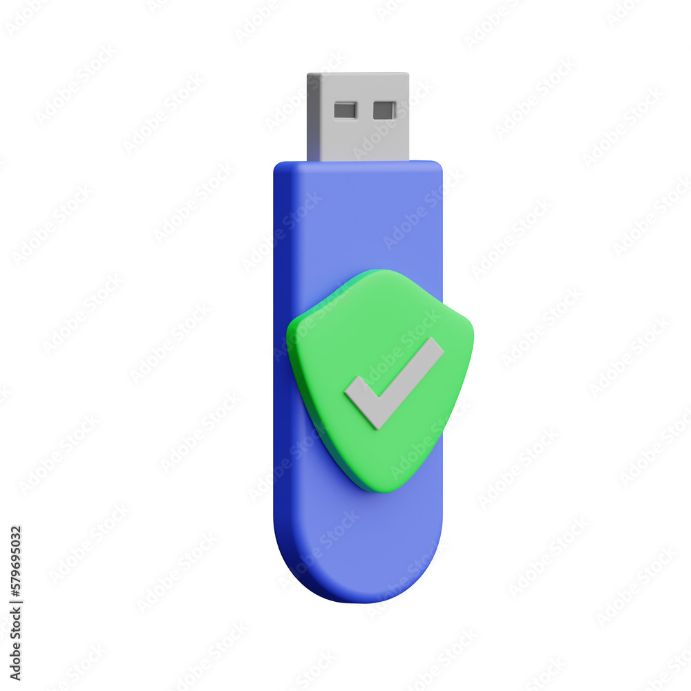 Aufkleber flashdisk protection 3d realistic object design vector icon illustration.