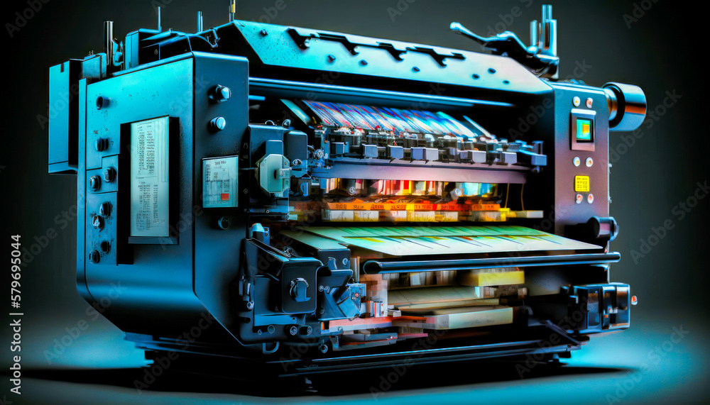 Aufkleber an image of printing machine. generative ai.