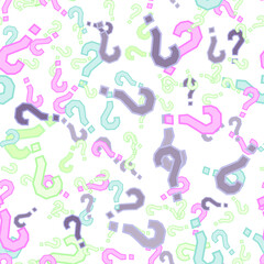 Quiz seamless pattern. Question marks, doubt, faq