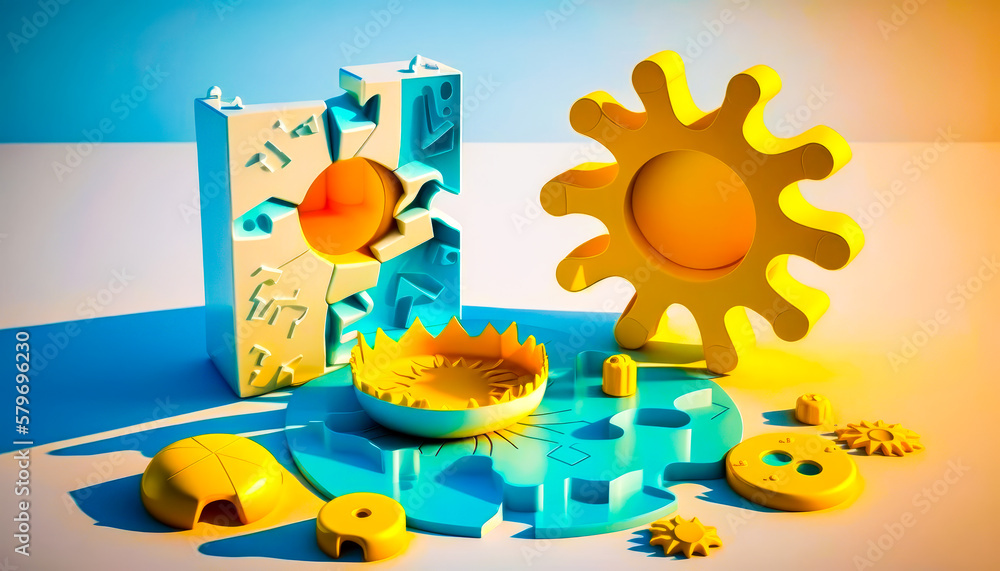Aufkleber 3d model of sun and some other objects. generative ai.